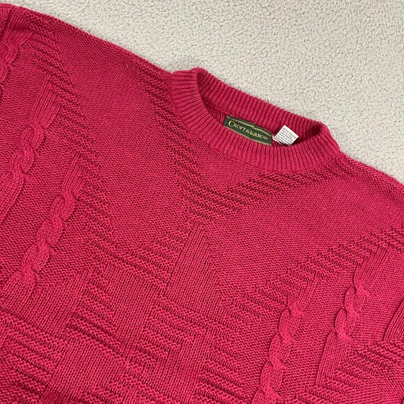 VTG Croft & Barrow Cable Knit Sweater Men L Red Pullover Crewneck - Picture 1 of 7